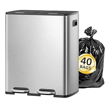 Amazon.com: KUK 60 Liter / 16 Gallon Dual Trash Can with Lid
